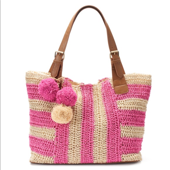 Sonoma Handbags - Sonoma Straw Pom-Pom Hobo Bag Pink New